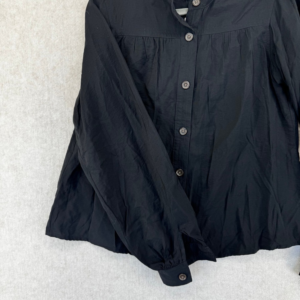 Banana Republic Womens XXS Black Mandarin Collar Balloon Sleeve Blouse NWT - Picture 7 of 8